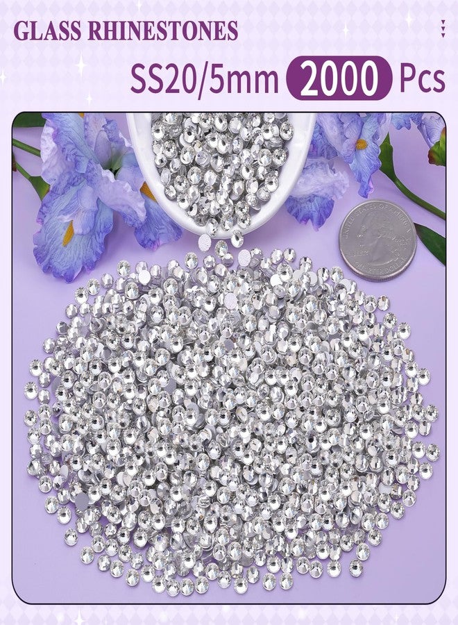 BELLEBOOST 2000PCS SS20/5mm Glass Crystal Rhinestones (Clear), Flatback Clear Rhinestones for Bedazzling Crafting DIY Crafts Nail Art Makeup Decoration, Gems Diamond Charms for Tumbler Shoes Clothing Mug - Image 2